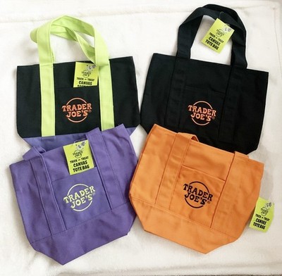 Trader Joes Mini Canvas Tote Bags Halloween Fall Limited Edition Set of 4 NWT