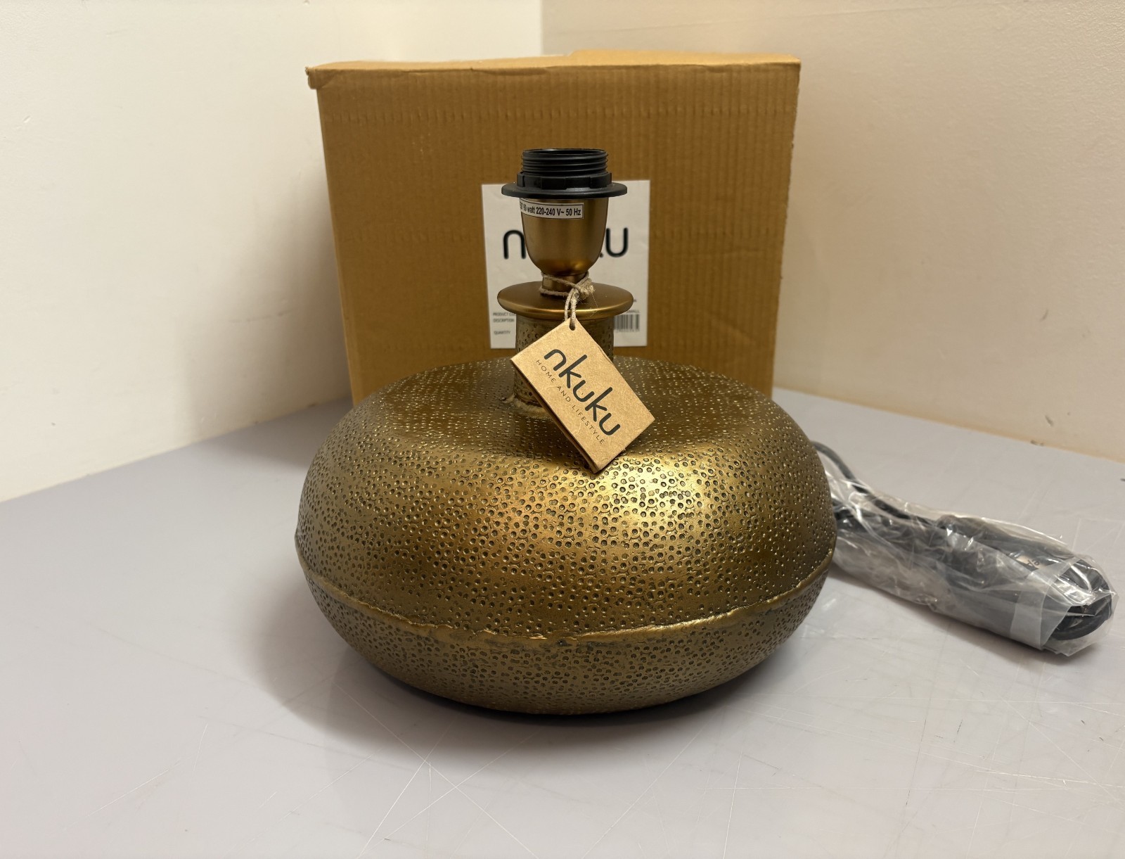 Nkuku Lumbu Small Antique Brass Table Lamp Base RRP £175.00