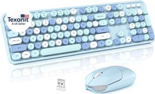 Wireless Keyboard and Mouse Combo, 2.4Ghz Retro Full-Size Typewriter Keyboard wi
