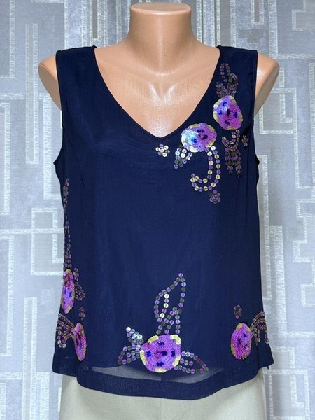 Women Laura Ashley Shirt Navy Viscose 48
