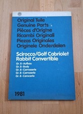 VW Scirocco Golf Cabriolet Original Teile Katalog Gr. 8 Aufbau Bildtafelkatalog