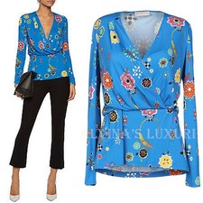 EMILIO PUCCI TOP GRASSHOPPER PRINT WRAP EFFECT STRETCH JERSEY 750 sz IT 40 US 6