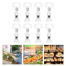 8Pcs Clear Sign Clips Merchandise Rotatable Sign Holder Stand Swivel Price Clips