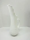 Fenton Hobnail Footed Swung Vase Pitcher Milk Glass 16 Finger 14” Vintage MCM