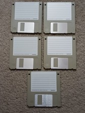 LOT OF 5, Mixed 3.5" 1.44 MB High-Density Floppy Disks w/"LabelOnce" Labels