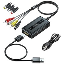 2 in 1 RCA S-Video to HDMI Converter, 720P/1080P Output, AV Compatible with VHS/