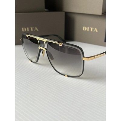 DITA Mach Five DRX 2087-A Matte Black Yellow Gold Gray Gradient Lens Sunglasse