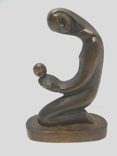 VINTAGE LEOPOLDINE MIMOVICH MARY JESUS MOTHER & CHILD CAST BRONZE STATUE