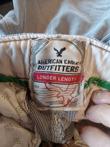 American Eagle Cargo Shorts Men 40 Gray Hickory Striped 100% Cotton Pockets Long - Bild 3 von 11