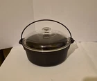 Vintage Wagner 1891 Original 5 Qt Cast Iron Dutch Oven w/Glass Lid