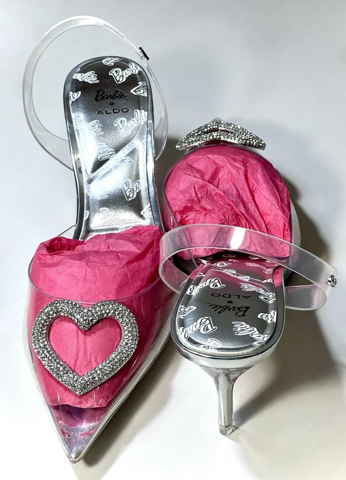 ALDO X 芭比透明尖头露背小猫跟心形露背尺寸 8.5 BNWB — 第 3/4 张图片