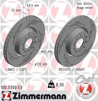 2X Bremsscheibe Vorne Zimmermann 100.3300.53 FüR Audi Seat Skoda