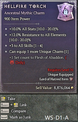 Diablo 4 Season 15   Mythic Unique Hellfire Torch ：Warlock