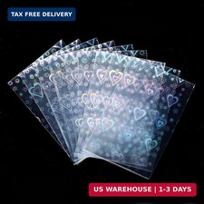 100 Pcs Photocard Sleeves Love Heart-Shape Laser Flashing Card Sleeves Trading C