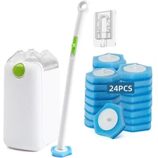 Disposable Toilet Brush with 24 Refills & Holder - Effortless Toilet Bowl Cle...