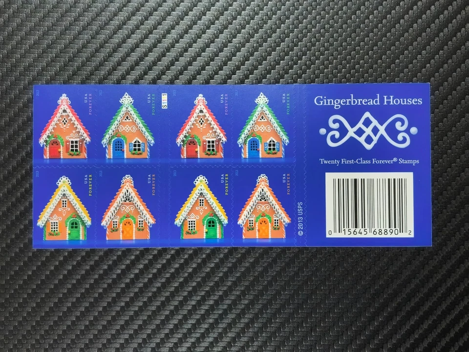 US Stamp Gingerbread House  Christmas 5 sheets of 20/A total of 100 stamps - Image 2 of 2