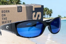 COSTA DEL MAR shiny black/blue mirror HAMMERHEAD polarized 580P sunglasses NEW!