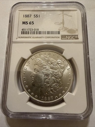 1887 P Morgan Silver Dollar NGC MS-65 Beautiful Toning On Reverse!