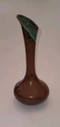 Van Briggle 7 Inch Bud Vase Brown With Green Drip Glaze.  Marked.  Initialed BR.