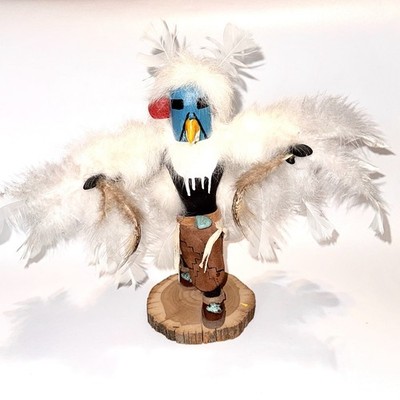 Vintage Kachina Doll Handmade Native American 9 inch Wooden Base Eagle AS IS