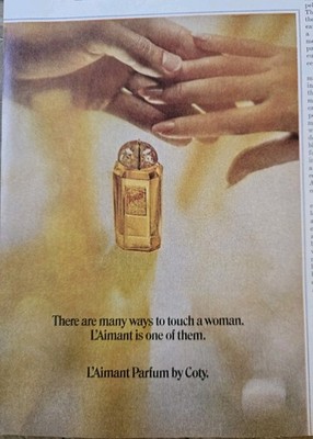 1970 L'Aimant Parfum By Coty Many ways to touch a woman perfume Vintage Ad 
