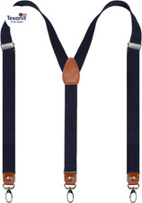 Mens 1 Inch Suspender with Leather Joint and 3 Swivel Hooks