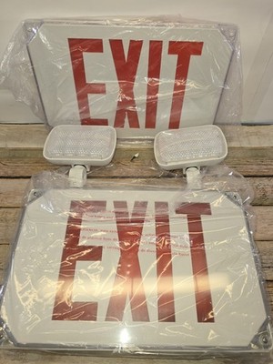 Wet Location Red Exterior Weatherproof Outdoor LED Combo Exit Sign Emergency Lig