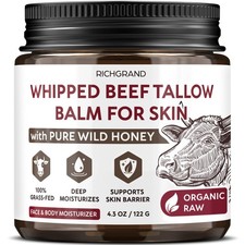 RICHGRAND Beef Tallow for Skin - Whipped 4.3 Ounce Pack of 1 , White