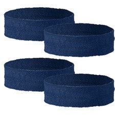 Sweat Absorbing Head Band, 4Pcs Nylon/Cotton Navy