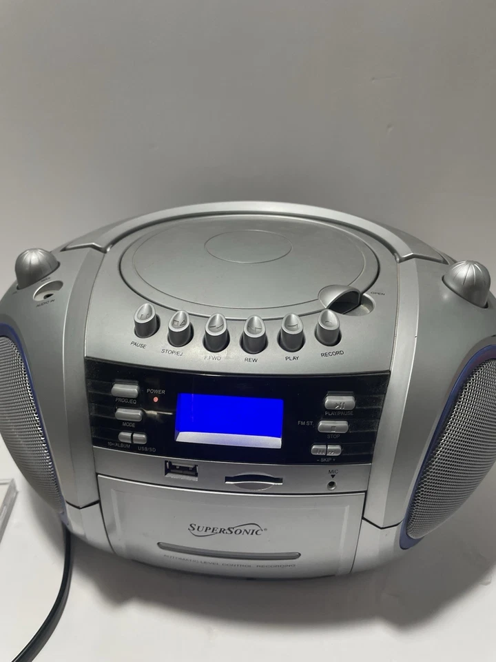 Reproductor portátil de CD/MP3/cassette Supersonic SC-739BT + Bluetooth + USB/AUX/AM/FM Foto 2 de 4