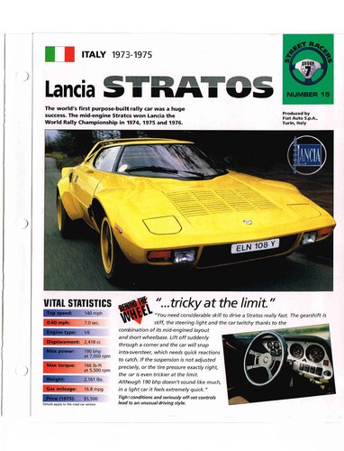 1973/1974/1975 LANCIA STRATOS SPEC SHEET/Brochure/ - Picture 3 of 4
