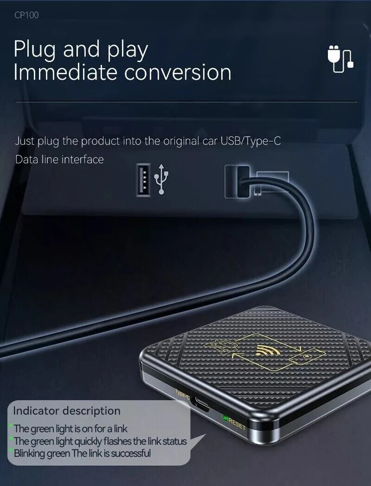 2 in 1 Wireless Carplay Adapter USB Dongle Box für Apple CarPlay/Android Auto - Image 3 of 4