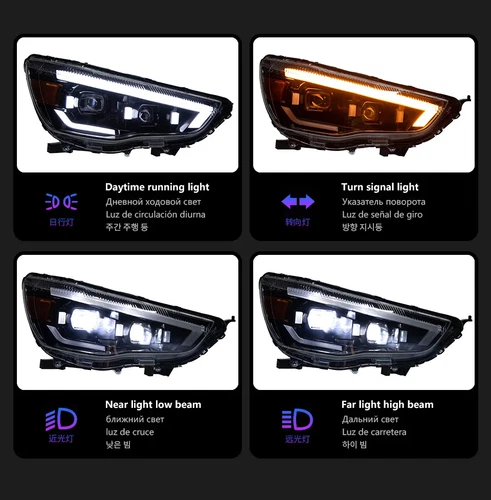 For Mitsubishi ASX 13-19DRL Front Headlight Sequential Turn Signal Assembly Pair - Foto 5 di 13