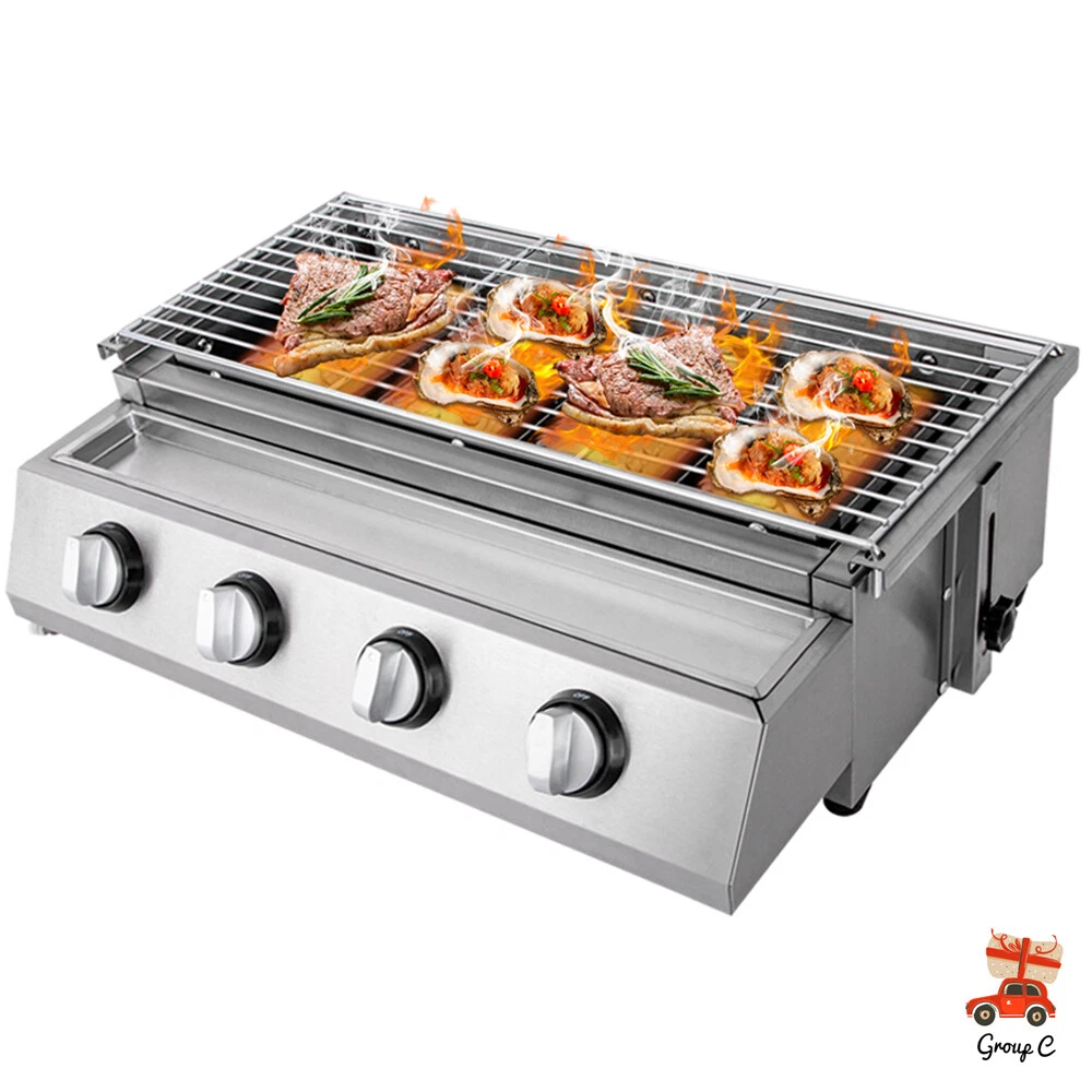 Profession Portable Stainless Steel Smokeless BBQ Grill Ceramic 4 Burners US