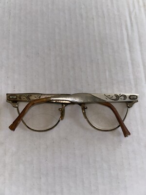 Vintage Victory Alum Cat Eye Glasses 1950s 5 1/2 Silver 44-44 12GF