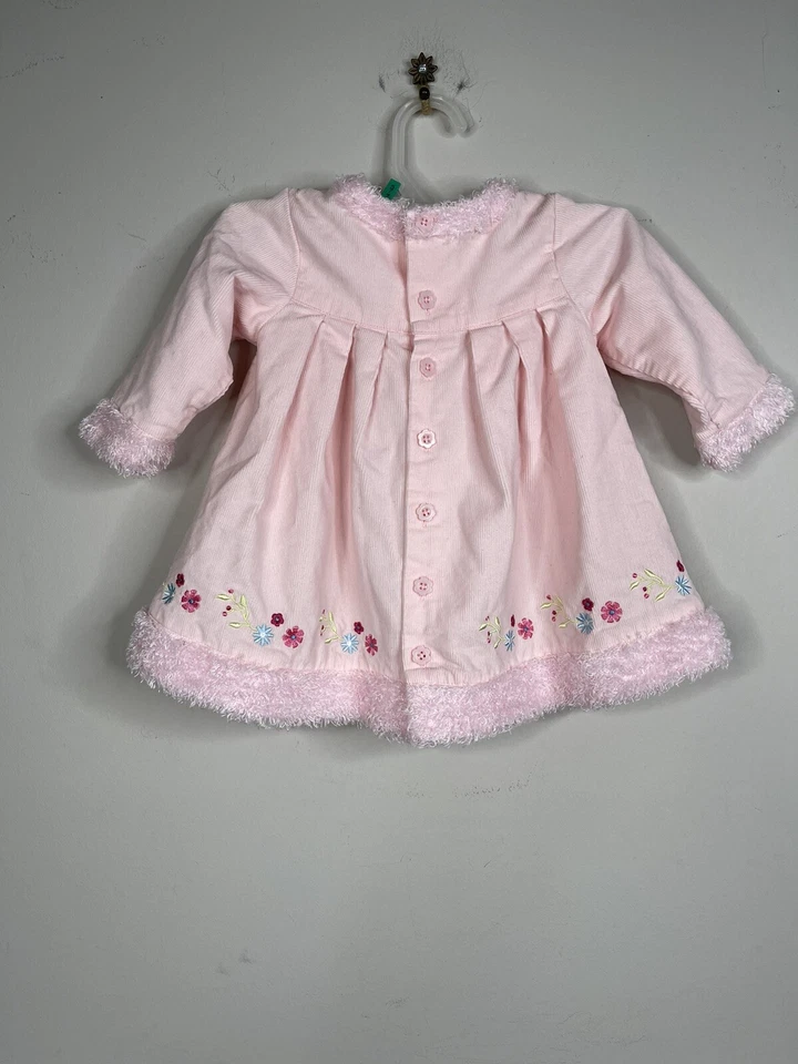 Vestido HANNA DIFFERENTSON Rosa Pana Bordado Flores Imitación Piel 6 a 12 meses Foto 2 de 4