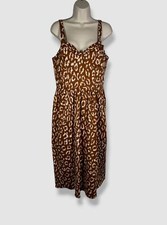 $1790 Carolina Herrera Women's Brown Leopard-Print Ruffle Bustier Dress Size 12