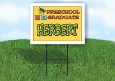 HERBERT PRESCHOOL GRADUATE 18 in x 24 in Yard Sign Road Sign with Stand