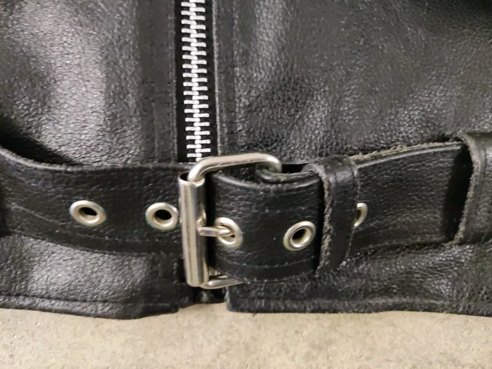 Abrigo Chaqueta Hombre Himalaya Motor Bike Wear Cuero Negro Motocicleta Motociclista Talla 42 Foto 3 de 4