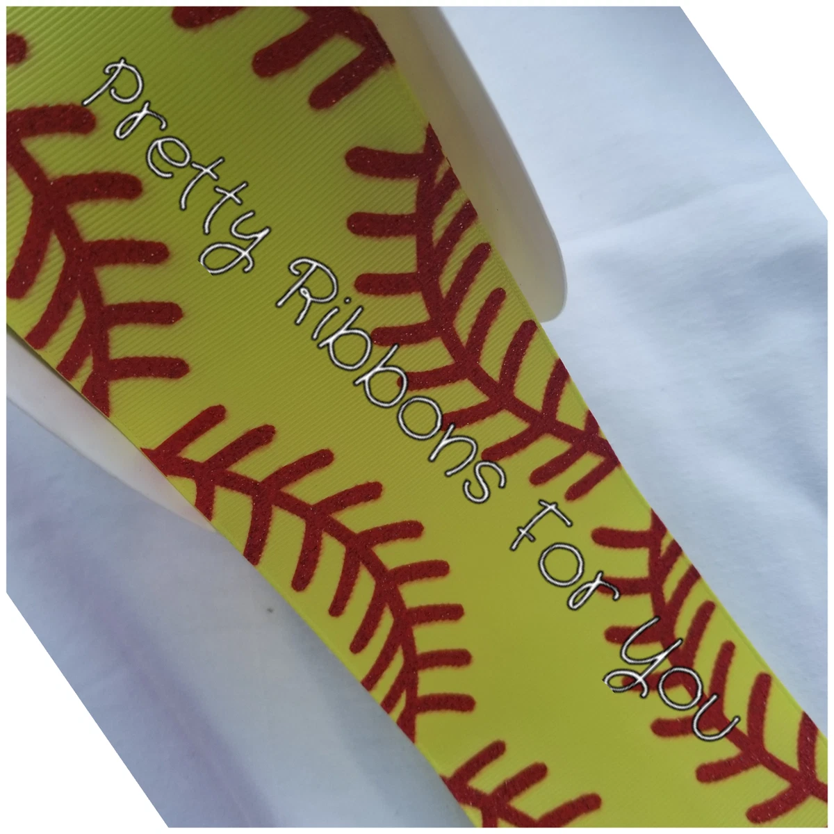 Yellow Baseball/ softball Glitter 3 grosgrain ribbon 19 yards continuous