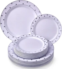40PCS Dinner Side Plates Disposable Dinnerware Set |Dots Collection, 20 Servings