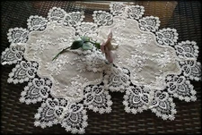 Lace Doilies Set of Two End Table Doily Neutral Burlap Victorian Taupe Place Mat