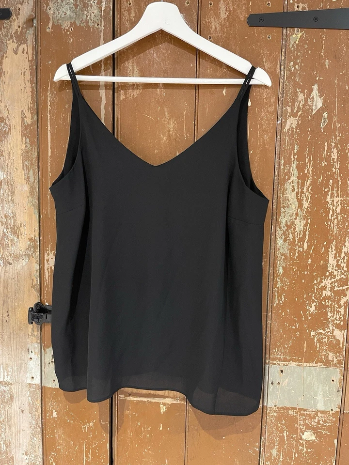 Top Camisola Papaya Sin Mangas Negro Cuello en V Informal Clásico Esencial Reino Unido 16 Foto 3 de 4