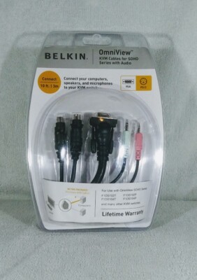 BELKIN F1D9100v10 - 6FT OMNIVIEW KVM CABLES FOR SOHO SERIES W/AUDIO VGA/PS2  IRS