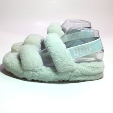 UGG Fluff OH YEAH Women's Size 7 Mint Shearling Slingback Comfy Fuzzy Slippers