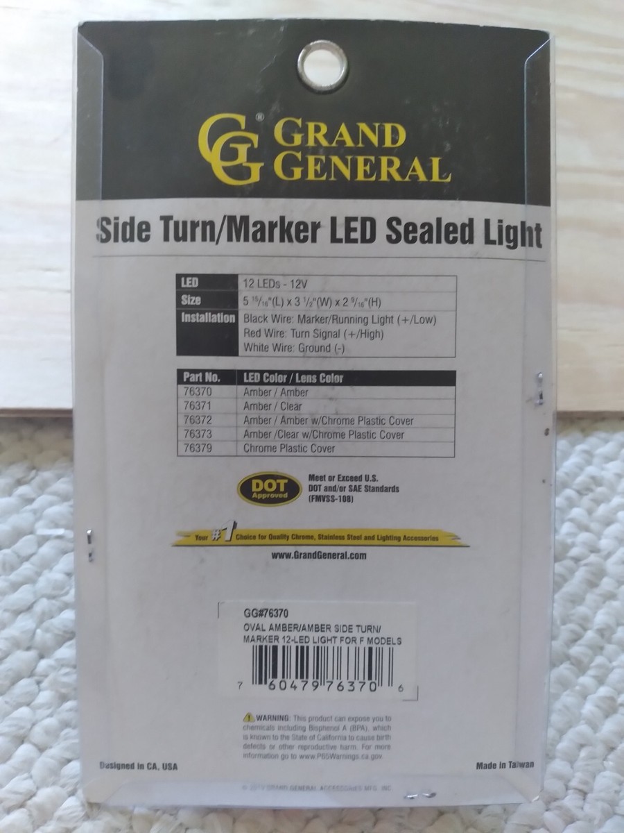 Grand General 76370 Amber Oval 12-LED Side Marker & Turn Signal Light For Freightliner - DOT Compliant