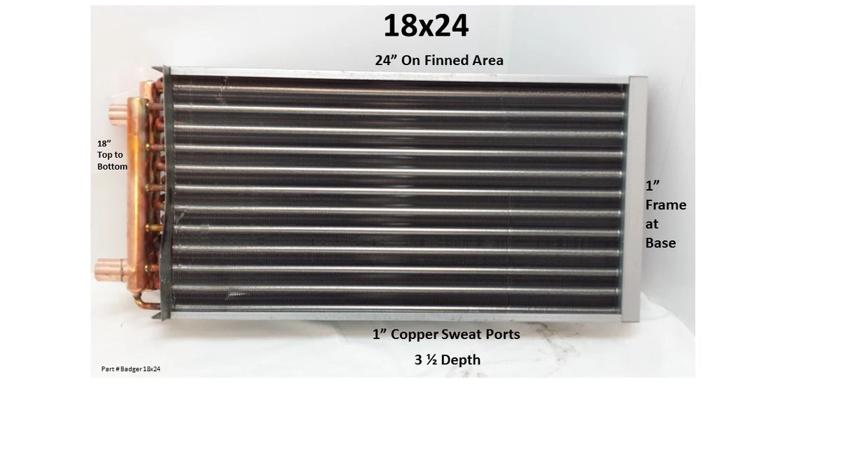 18x24 Water to Air Heat Exchanger ~~1u0026#034;Copper Ports w/ EZ Install Front  Flange | eBay