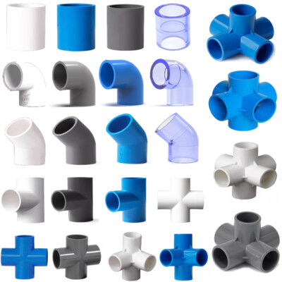PVC Klebefittings 16 20 25 32 40 50mm T-Stück Bogen Rohr Winkel Muffe Übergang