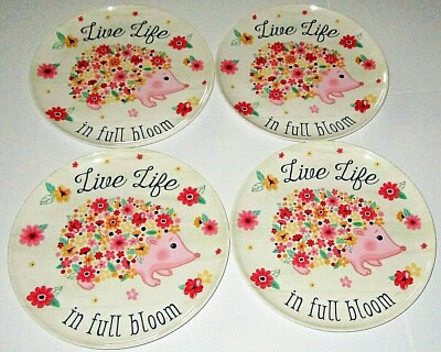 SPRINGTIME Melamine - Ware Dinner Plates 11'' Set of 4  LIVE LIFE IN FULL BLOOM