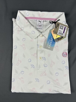 Puma Golf Shirt Polo Arnold Palmer Cloudspun Contender Print XXL White MSRP $90